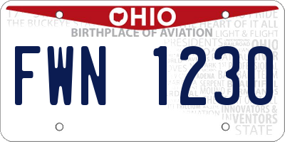 OH license plate FWN1230