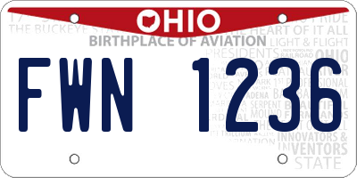 OH license plate FWN1236