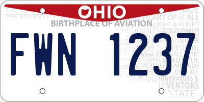 OH license plate FWN1237