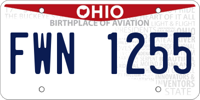 OH license plate FWN1255