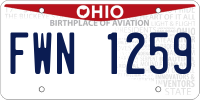 OH license plate FWN1259