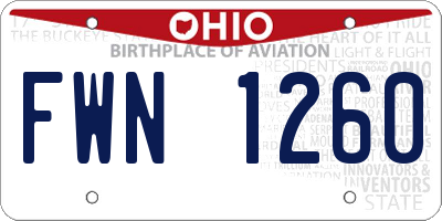 OH license plate FWN1260