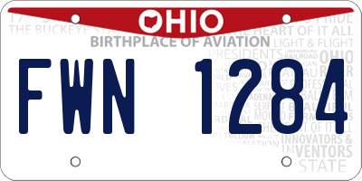 OH license plate FWN1284