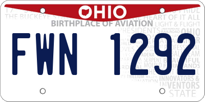 OH license plate FWN1292