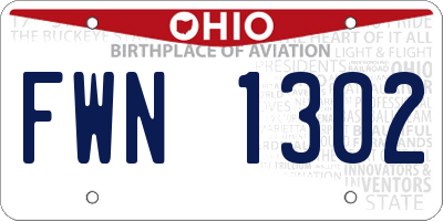 OH license plate FWN1302