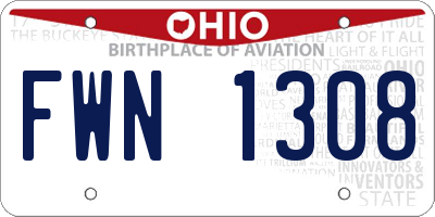 OH license plate FWN1308
