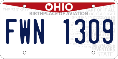 OH license plate FWN1309