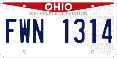 OH license plate FWN1314