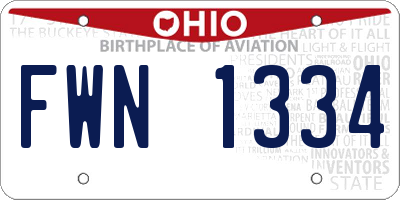 OH license plate FWN1334