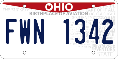 OH license plate FWN1342
