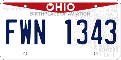 OH license plate FWN1343