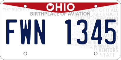 OH license plate FWN1345