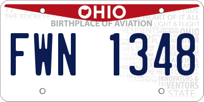 OH license plate FWN1348