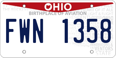OH license plate FWN1358