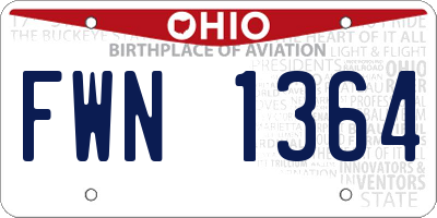 OH license plate FWN1364