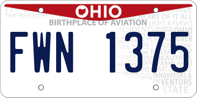 OH license plate FWN1375