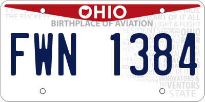 OH license plate FWN1384