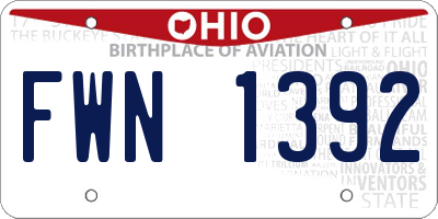OH license plate FWN1392