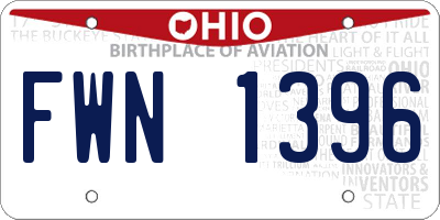 OH license plate FWN1396