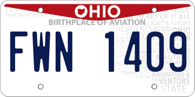 OH license plate FWN1409