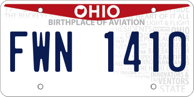 OH license plate FWN1410