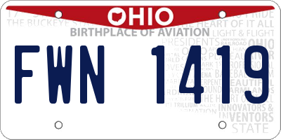 OH license plate FWN1419