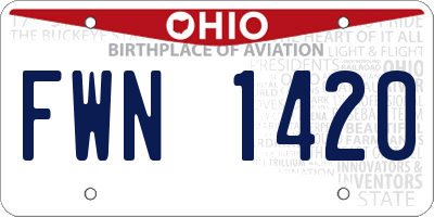OH license plate FWN1420