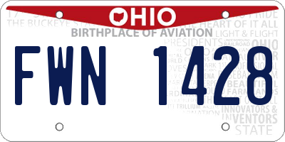 OH license plate FWN1428