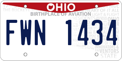 OH license plate FWN1434