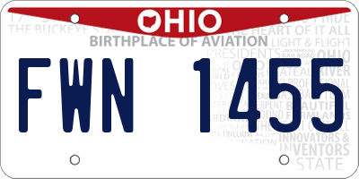 OH license plate FWN1455