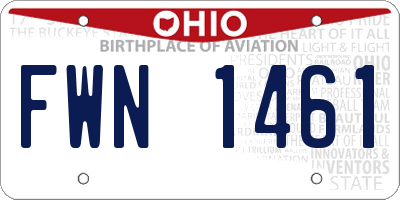 OH license plate FWN1461