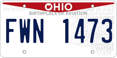OH license plate FWN1473