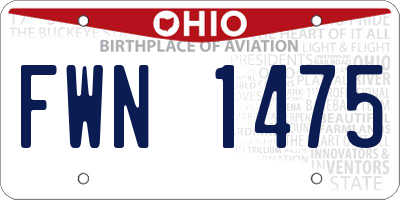 OH license plate FWN1475