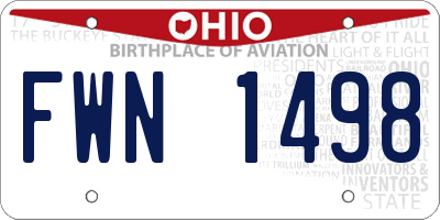 OH license plate FWN1498