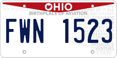 OH license plate FWN1523
