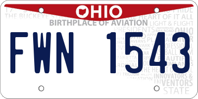 OH license plate FWN1543