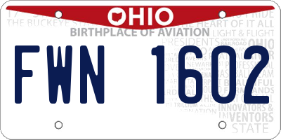 OH license plate FWN1602