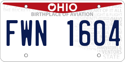 OH license plate FWN1604