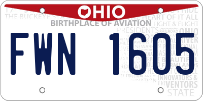 OH license plate FWN1605