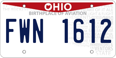 OH license plate FWN1612