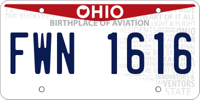 OH license plate FWN1616