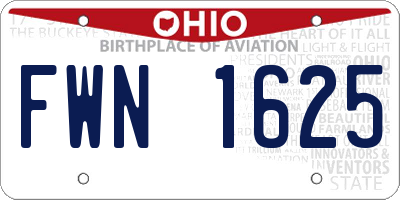 OH license plate FWN1625