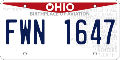 OH license plate FWN1647