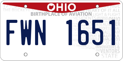 OH license plate FWN1651