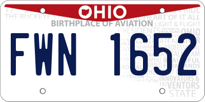 OH license plate FWN1652