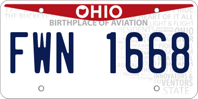 OH license plate FWN1668