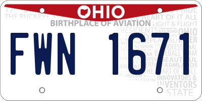 OH license plate FWN1671