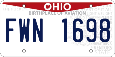 OH license plate FWN1698