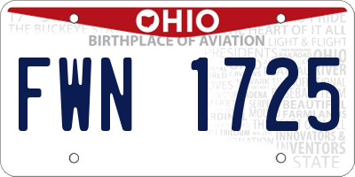 OH license plate FWN1725