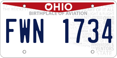 OH license plate FWN1734